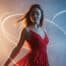 Femme en robe rouge évoquant la sensualité et la sexualité, en état d’hypnose